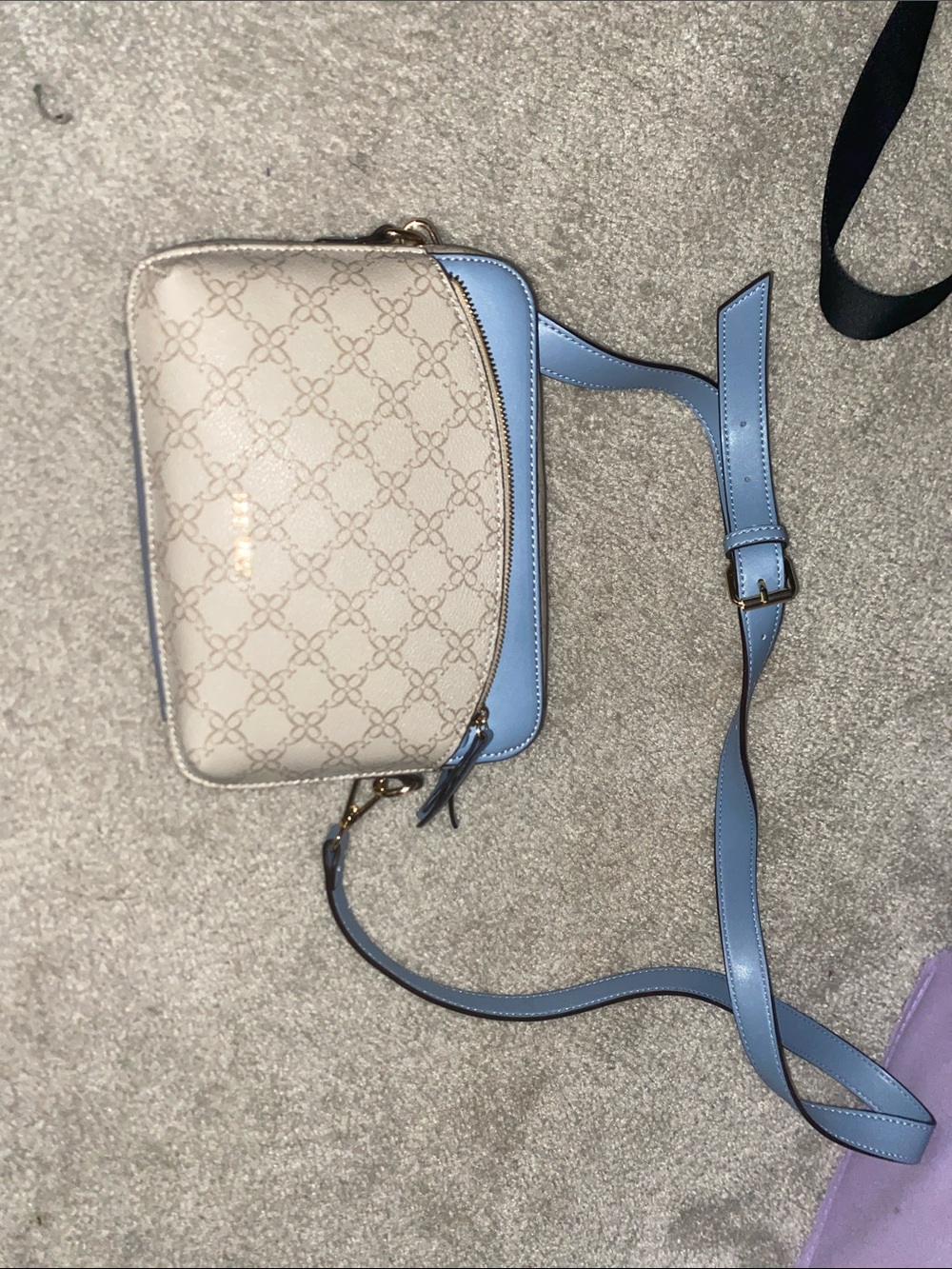 Light Blue and Cream Crossbody Bag - Designer Pattern
